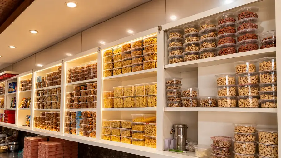 Banke Bihari snacks shelves